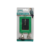 Pawise Mirror with Bells Bird Toy in green packaging, designed for bird entertainment and play.