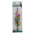 Pawise Spinner Mirror Chain Bird Toy featuring colorful rings and a bell for fun and entertainment for birds.