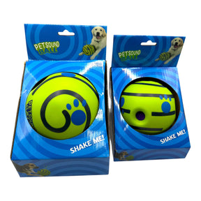 Pet Sound Giggle Ball with Squeaker in colorful packaging, designed for interactive play with pets.