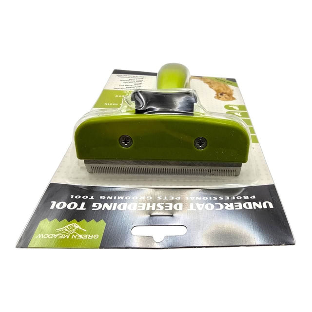 Pet undercoat deshedding tool for effective grooming and coat maintenance, designed for removing loose hair and debris.