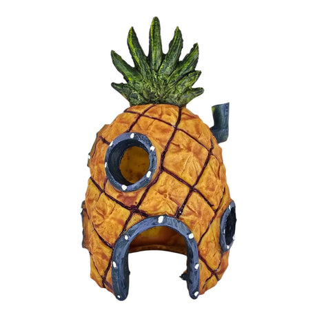 Pineapple Under the Sea aquarium ornament adds whimsy and color to your aquatic environment, crafted from durable resin.