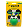 Playbuddy Rubber Ball for dogs in green packaging, featuring a playful dog design with sunglasses.