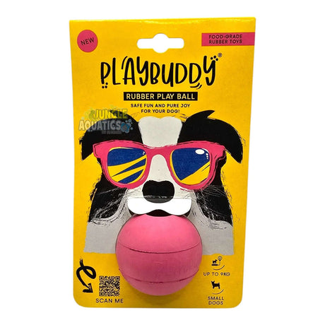 Playbuddy Rubber Ball for small dogs, safe food-grade rubber, designed for fun play and fetch games.