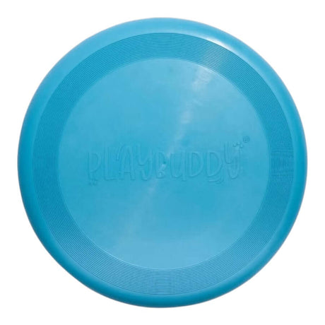 Playbuddy Frisbee in vibrant blue color, designed for optimal flight and dog playtime.