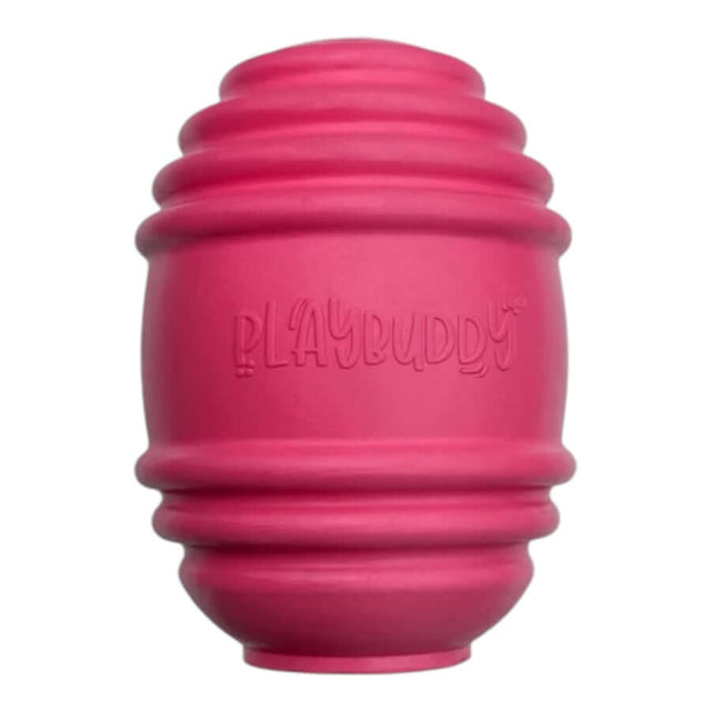 Playbuddy Thrill pink rubber toy for dogs, designed for exciting and engaging play.