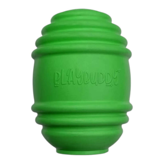 Playbuddy Rubber Thrill in vibrant green, designed for engaging play and mental stimulation for dogs.