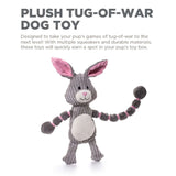 Charming Pet Thunder Tuggerz Bunny, a plush tug-of-war dog toy with squeakers and durable materials.