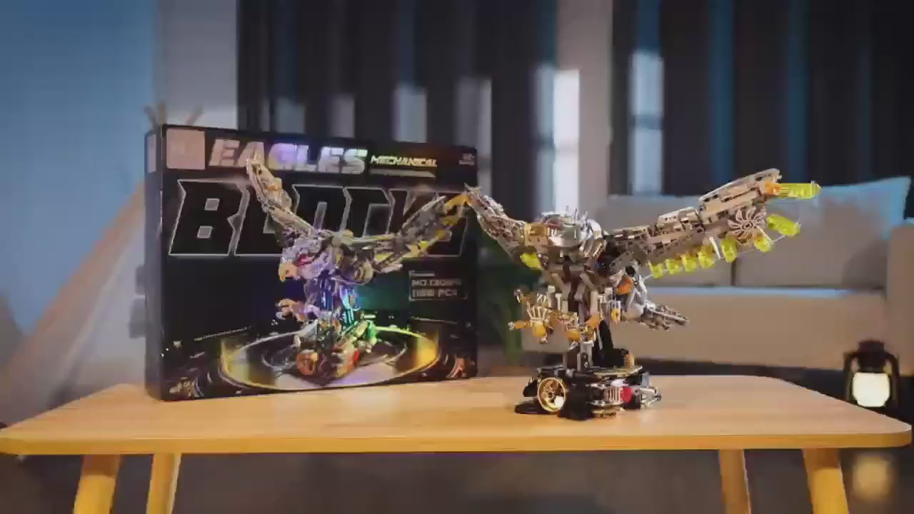 MJI Mechanical Eagle 13084 displayed on a table with original packaging and detailed instructions for building.