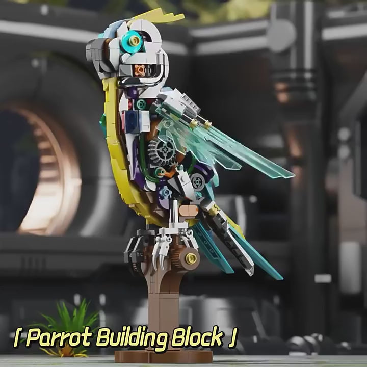 MJI Machinery Parrot 13052 detailed parrot building block model with vibrant colors and sturdy design.