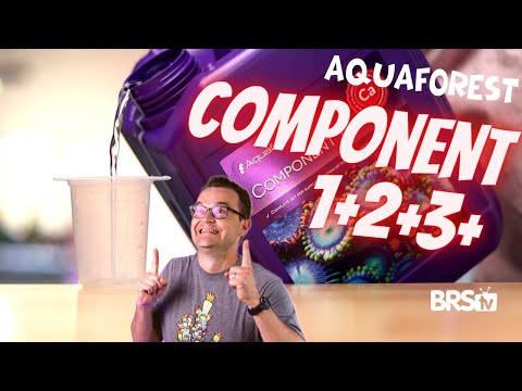 Aquaforest Component 1+, 2+, 3+ Bundle 5L with user demonstrating dosing process.