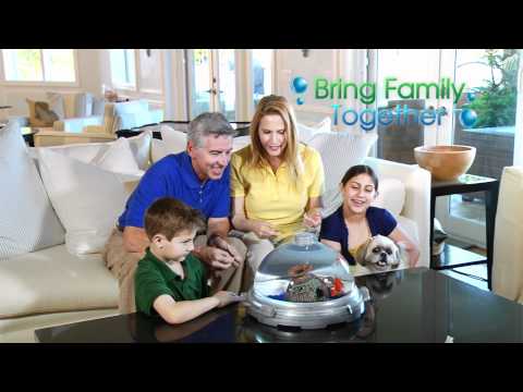 Family enjoying time together around a Bio Bubble Aquarium, creating joyful memories with a pet.