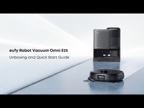 Eufy E25 Omni Robot Vacuum unboxing and quick start guide with HydroJet System and Turbo Suction features.