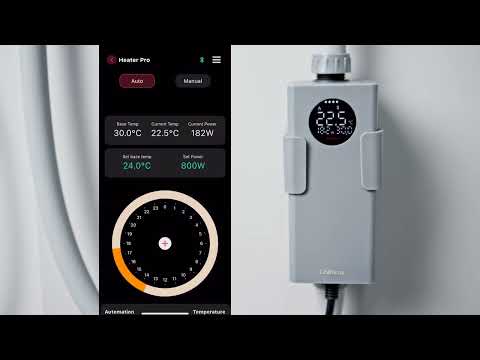 Chihiros Heater Pro app interface displaying temperature and power settings for efficient aquarium heating.