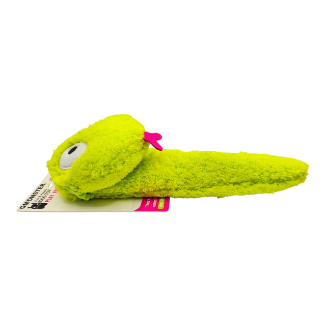 Q-Monster Dog Toy Green Snake plush toy with bright green color and quirky design, perfect for playful pups.