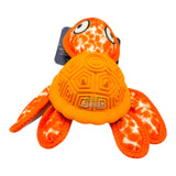 Q-Monster Dog Toy Turtle bright orange turtle toy for dogs with durable rubber shell and fabric limbs