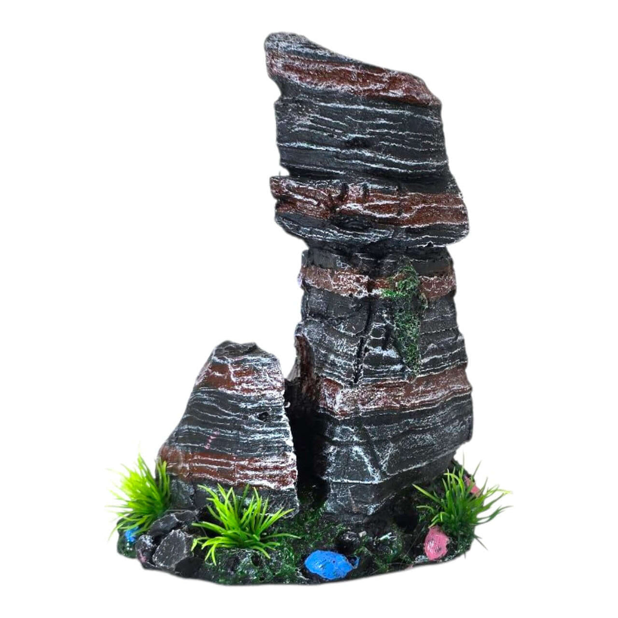 Red and Black Rock Aquarium Ornament designed to mimic realistic rock formations for aquarium decor.