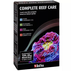 Red Sea Complete Reef Care 4-Part Dosing System for optimal coral growth in mixed reef tanks. Includes essential nutrients and trace elements.