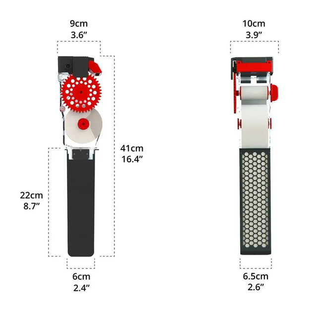 Red Sea NanoMat Fleece Roller Filter dimensions diagram showcasing its compact design and features for efficient filtration.