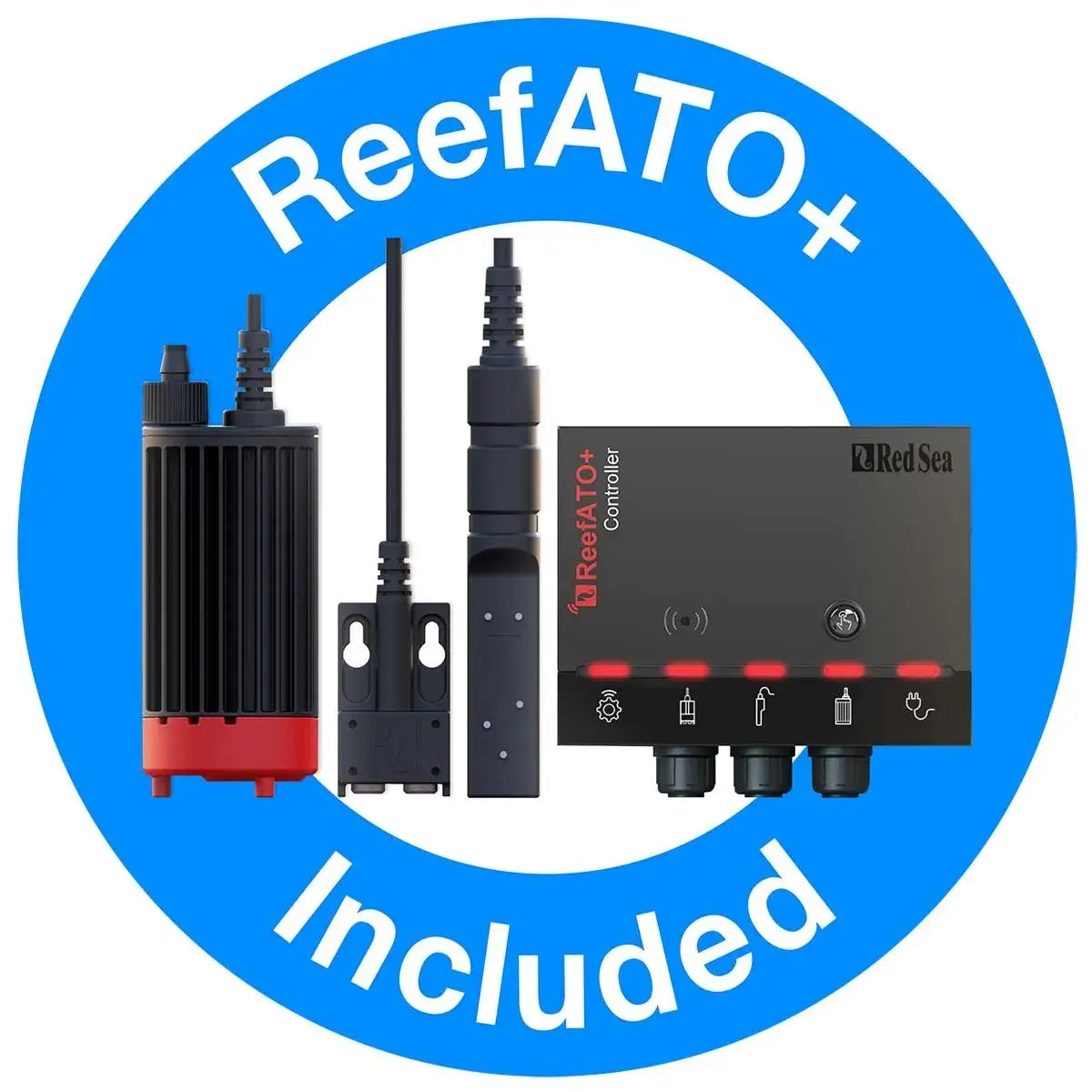 ReefATO+ system components included with Red Sea Reefer G2+ 250 aquarium for optimal water management and filtration.