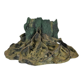 Realistic resin tree stump aquarium ornament, adding natural beauty and texture to aquariums and terrariums.