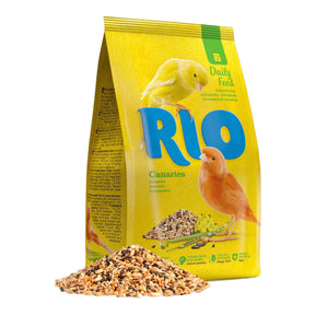 RIO Canary Food 1kg bag with seeds, providing nutritious daily feed for canaries for optimal health and variety.