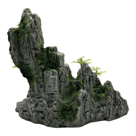 Rock Hill with Trees Aquarium Ornament, a rocky outcropping with moss for aquarium decoration.