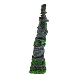 Rock Peak Tall Aquarium Ornament designed to mimic a natural layered rock formation with green accents.