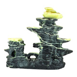 Rock with Bridge Aquarium Ornament, detailed black and gray stone design for aquarium or terrarium decoration.