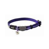 Rogz AlleyCat Kitten and Cat Collar in purple with bell and adjustable Safeloc Breakaway Clip for safety.