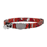 Rogz Fusion Cat Safety Collar in vibrant red pattern with break-away safety buckle and bell for cat identification and comfort.