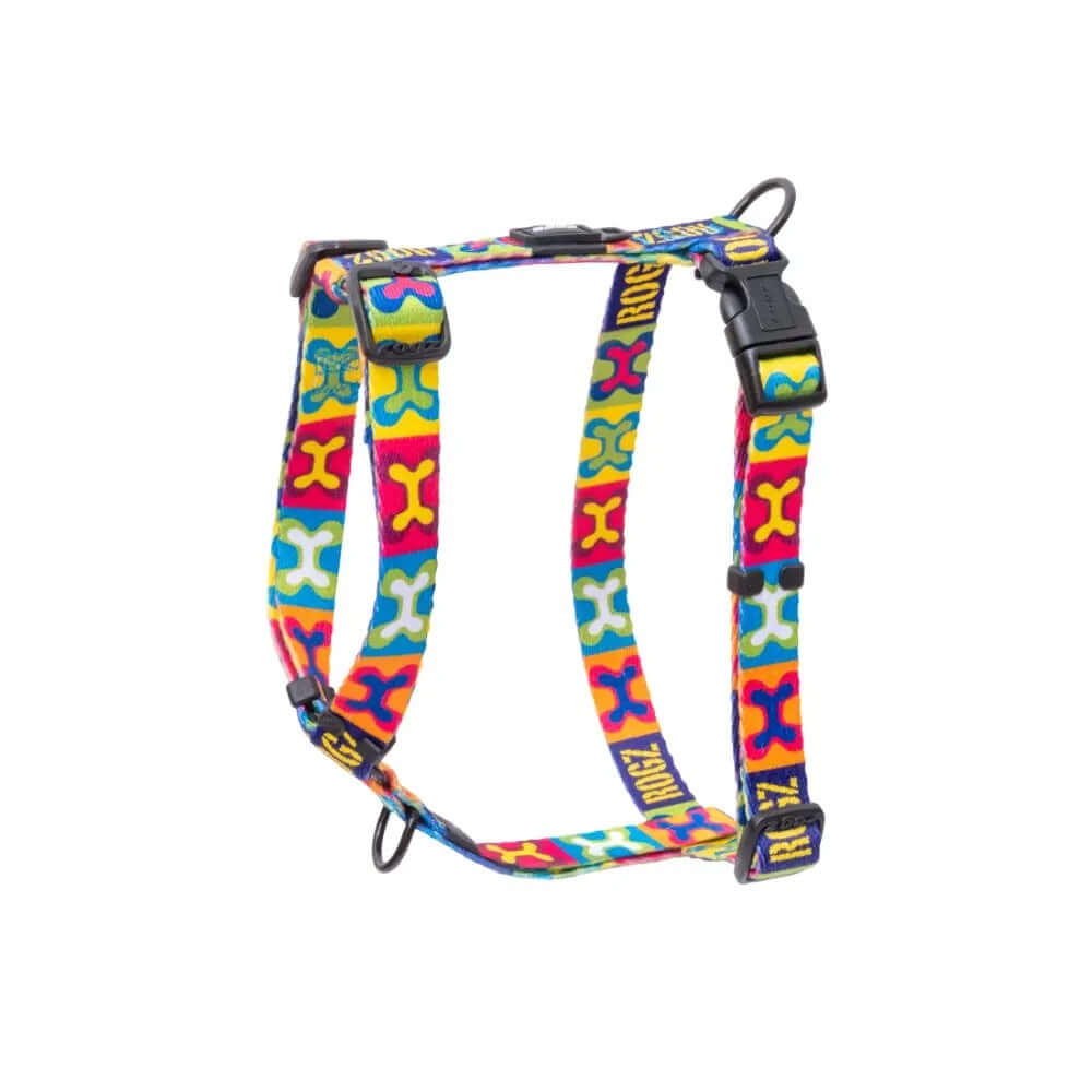 Rogz Fusion Classic Dog Harness in colorful design, adjustable for comfort and control during walks.