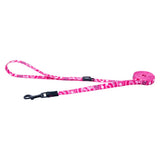 Rogz Fusion Classic Dog Lead in vibrant pink pattern, featuring soft webbing for comfort and a built-in accessory holder.