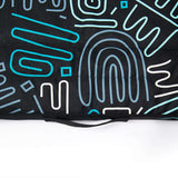 Rogz Graphix Flat Dog Bed featuring bold, colorful abstract patterns on a durable polycotton fabric.