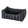 Rogz Graphix Walled Dog Bed in black and white stripes, stylish and durable design for pet comfort.