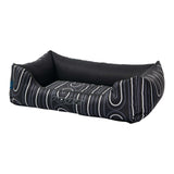 Rogz Graphix Walled Dog Bed in black and white design, perfect for stylish pet lounging with durable, water-resistant fabric.