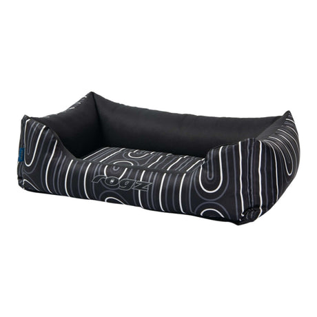 Rogz Graphix Walled Dog Bed in black and white design, perfect for stylish pet lounging with durable, water-resistant fabric.
