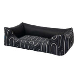 Rogz Graphix Walled Dog Bed in black and white design, perfect for stylish pet lounging and durable against wear.
