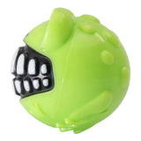Rogz Grinz Fetch Frog Toy, green, goofy design with toothy smile, ideal for dog play and fetch activities.
