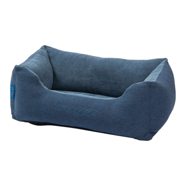 Rogz Indoor Walled Bed in stylish blue, providing ultimate comfort for pets with cozy textures and chic design.