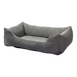 Rogz Indoor Walled Bed in soft gray, designed for pet comfort and style, complements home decor.