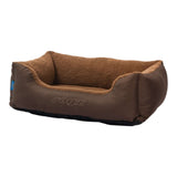 Rogz Outdoor Walled Dog Bed in brown, featuring soft interior and durable ripstop exterior for comfort and support.