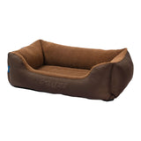 Rogz Outdoor Walled Dog Bed in brown, featuring cozy side bolsters for added support and comfort for outdoor adventures.