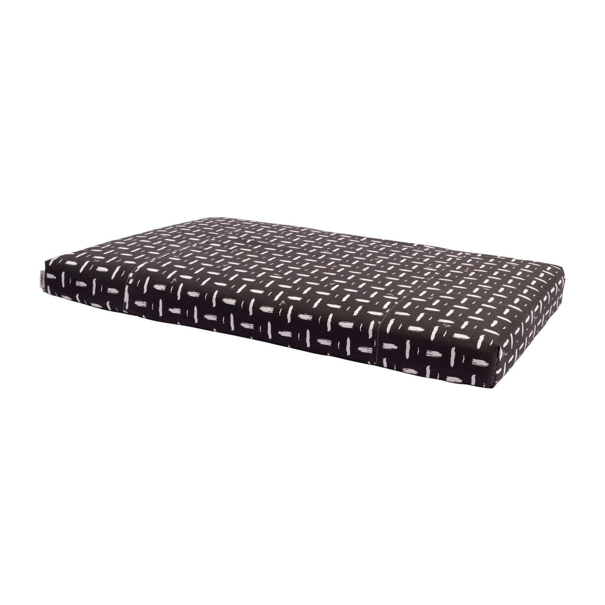 Rogz Retro Flat Rectangular Bed in black and white pattern, durable and stylish pet bedding.