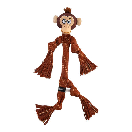 Rogz Scrubz Safari Dental Rope Dog Toy featuring a fun monkey character for interactive play.