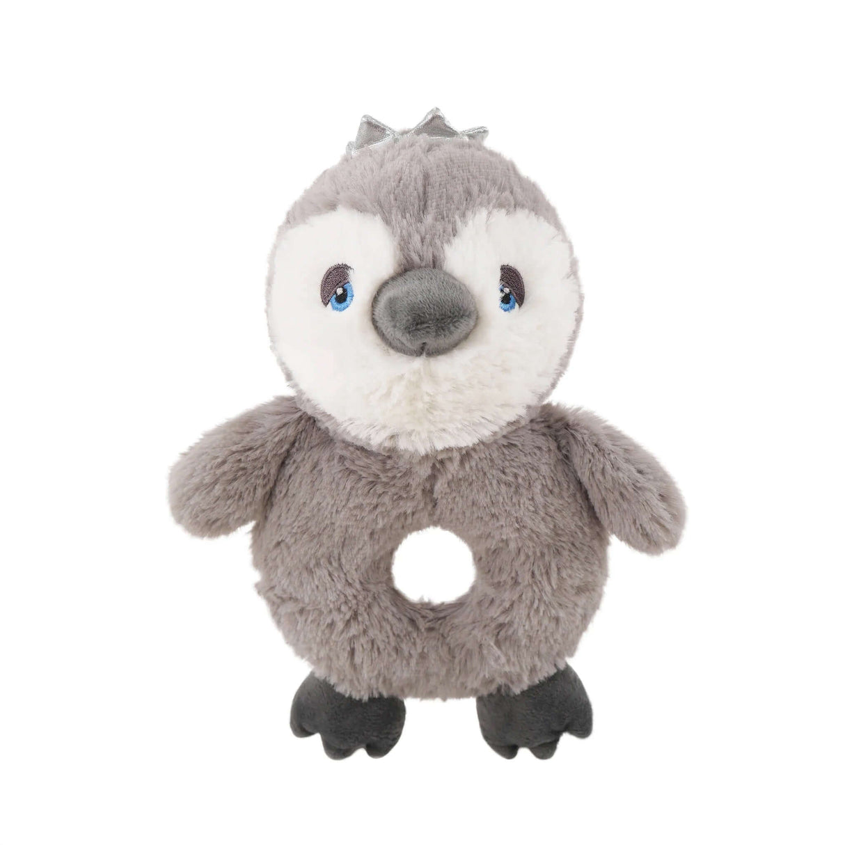 Soft plush penguin toy with a rope core, designed for interactive playtime with dogs. Perfect for tugging and tossing.