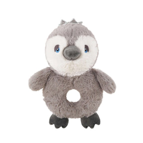Soft plush penguin toy with a rope core, designed for interactive playtime with dogs. Perfect for tugging and tossing.
