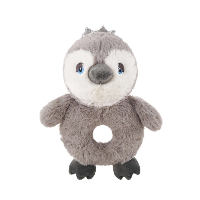 Soft plush penguin toy with a rope core, designed for interactive playtime with dogs. Perfect for tugging and tossing.