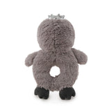 Soft gray penguin toy with a ring-shaped body and durable rope core, perfect for dog playtime and tugging.
