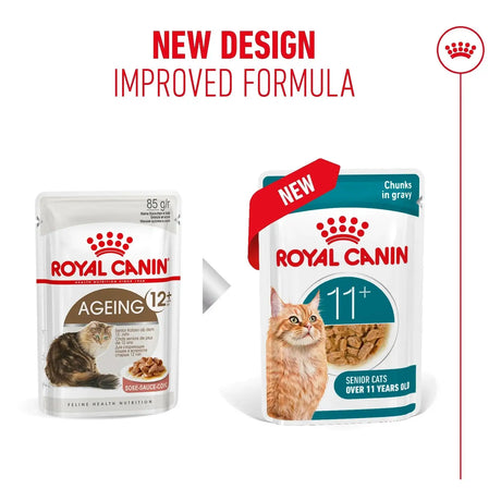 Royal Canin Ageing +11 Cat Wet Food Pouch 85g new design improved formula for senior cats