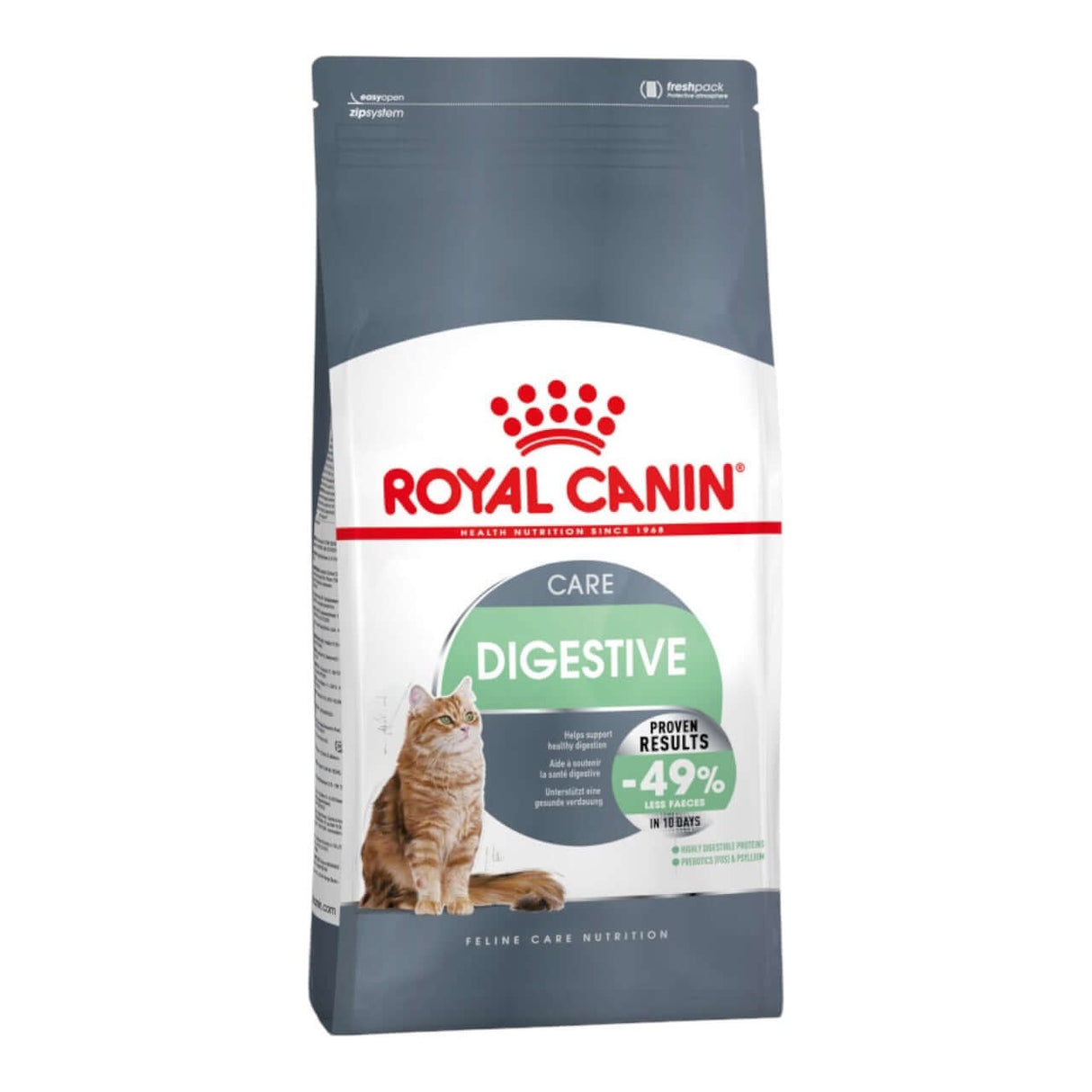 Royal Canin Digestive Care Cat Food 2kg bag for adult cats with digestive issues and balanced nutrition.